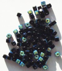 100 5mm Opaque Black AB Cube Beads